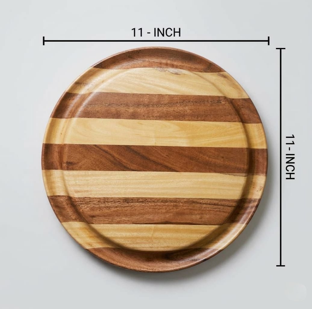 Striped wooden plate