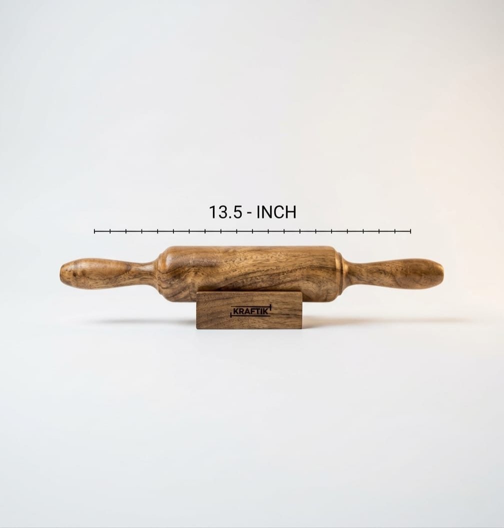 Acacia Wood Rolling Pin (Belan) with Stand